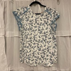 LOFT Blue Floral Blouse